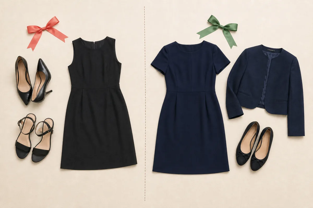 海洋散骨の服装NG例とOK例の比較イラスト（ヒール靴は不可・フラットシューズが推奨）